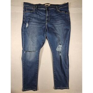 Levis 721 High Rise Skinny Jeans Womens 24W Blue Denim Distressed 83368-0101
